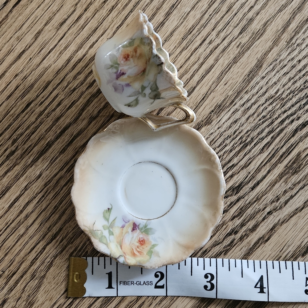 Miniature Floral Tea Cup & Saucer...antique no markings